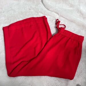 Stradivarius | Red Linen Wide Leg Pants Large
